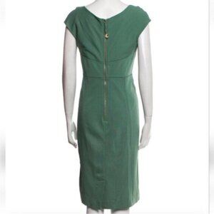 Green Cap-Sleeve Midi Dress with Back Zip